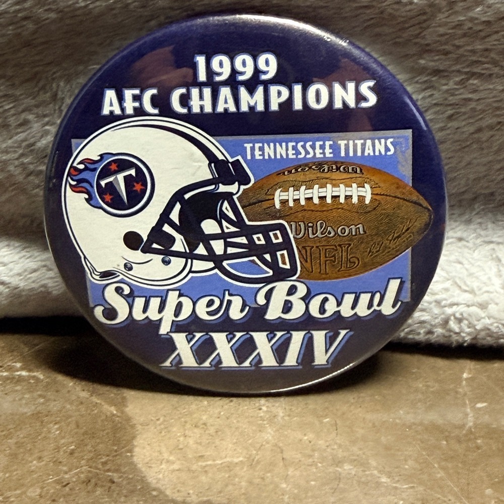 NFL Pinback Button OS Blue Tennessee Titans 1999 AFC Champions Super Bowl